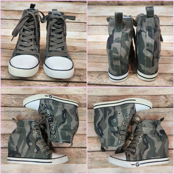 GUESS Camouflage High-Top Wedge Sneakers - Picture 2 of 4